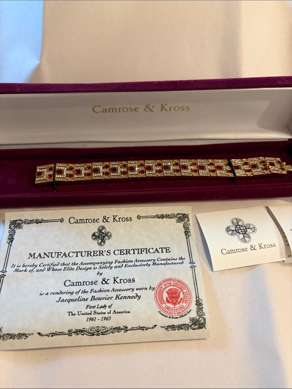 Women's Gold-tone and Red Crystal Bracelet camrose and Kross Gorgeous!